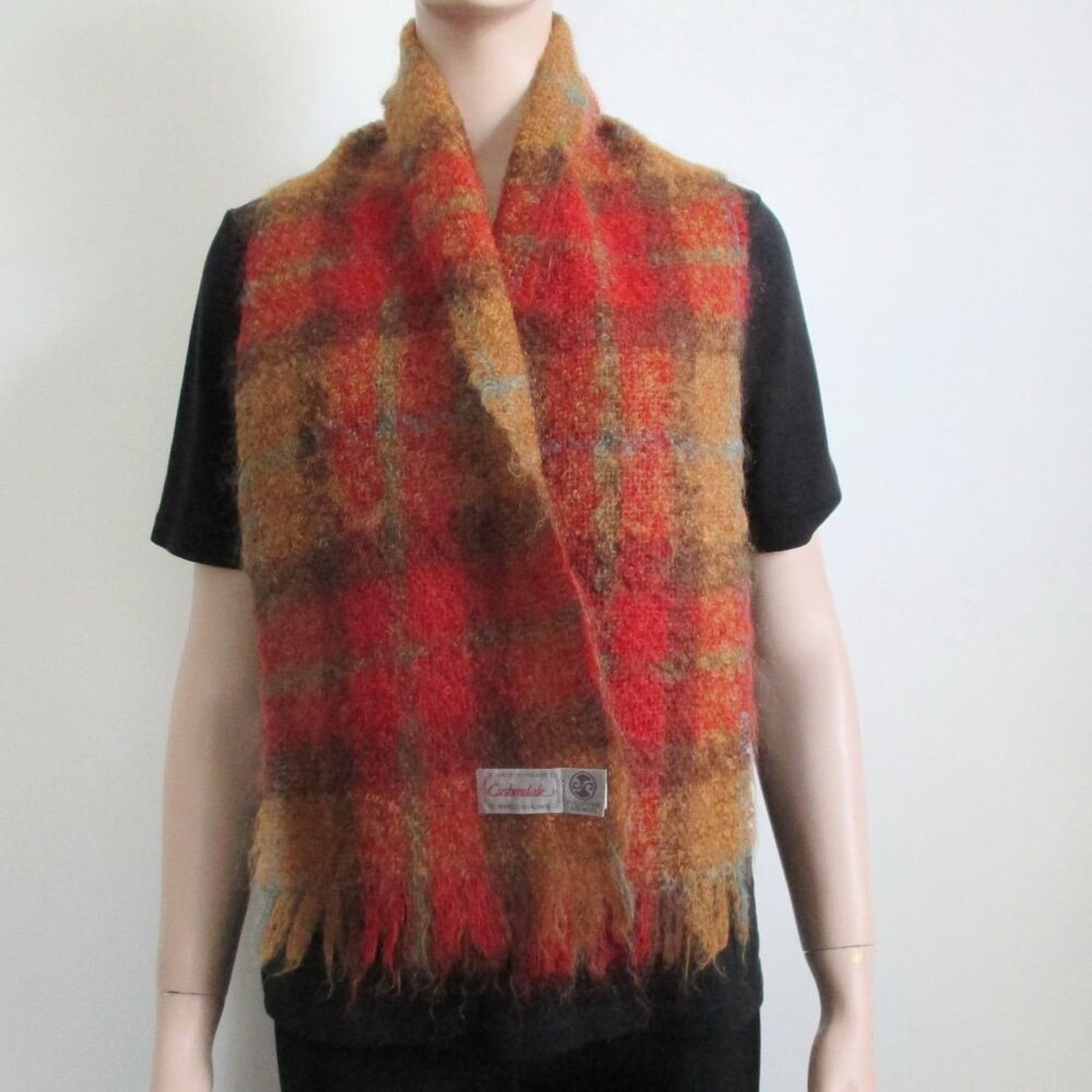 Mohair Wool Scarf 9" x 50" Ireland Vintage Warm Autumn Colours